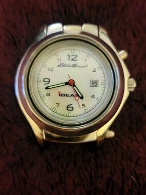 Eddie Bauer Silver Men's ibeam Watch Head (Working - As Is, Needs Strap) Unique